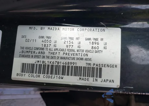 2011 Mazda Mazda3 S Sport из США, поврежденный, VIN JM1BL1K67B1468991